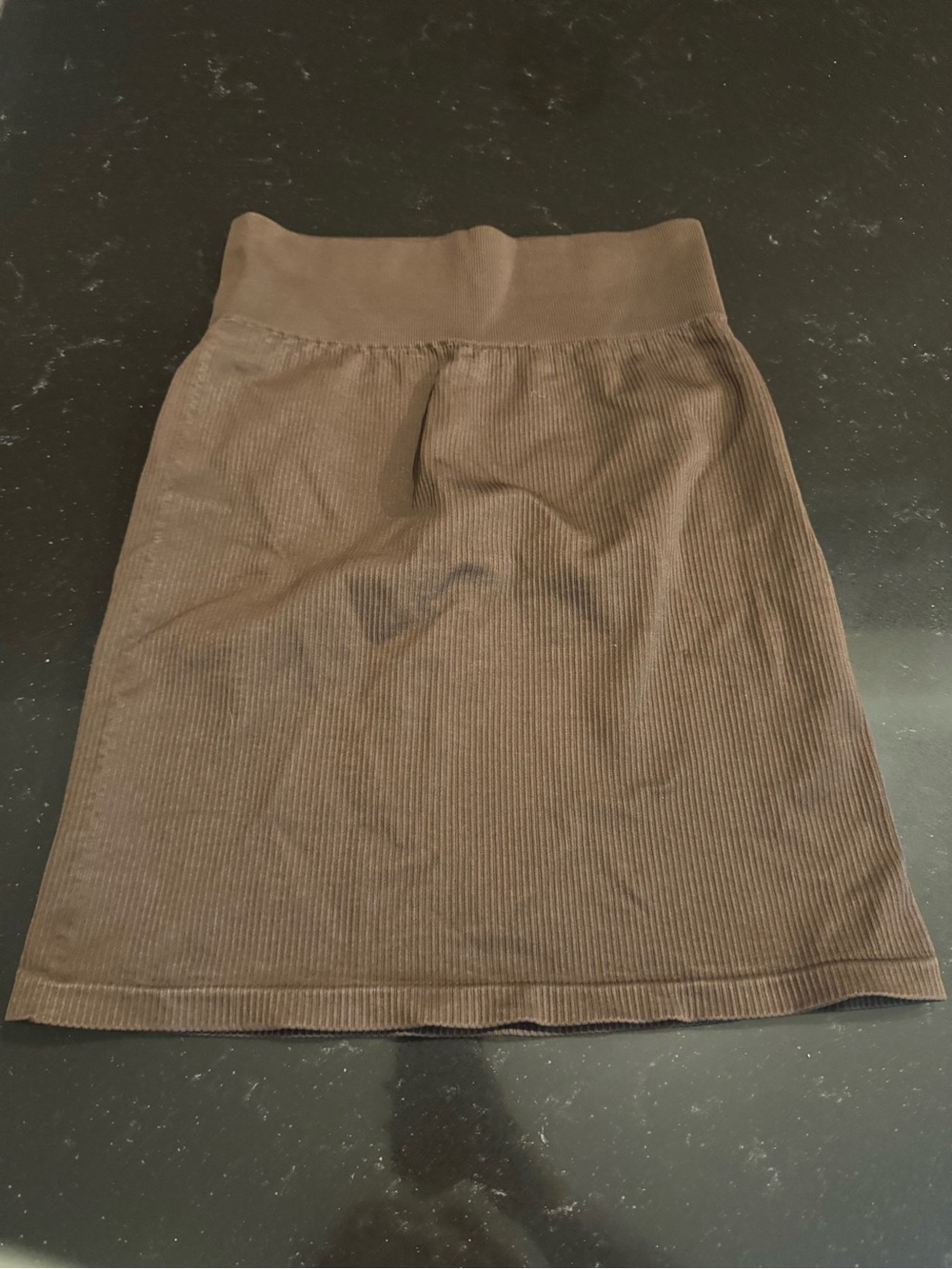 Classic Brown Ribbed Pencil Skirt - Women's